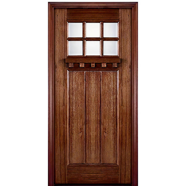 TDL 6-Lite 3 Panel Craftsman-1-68 | 80" Tall  6-Lite 3-Panel Craftsman Style True Divided Lite (TDL) Mahogany Wood Entry Door