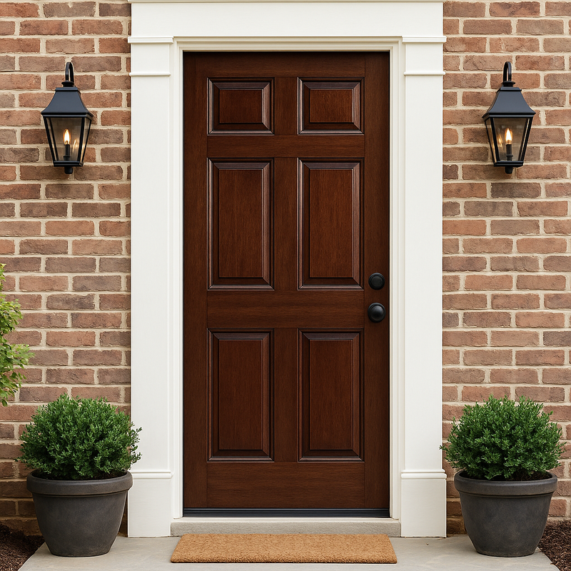 6 Panel NRM-1-68 | 80" Tall 6 Panel Solid Mahogany Wood Entry Door