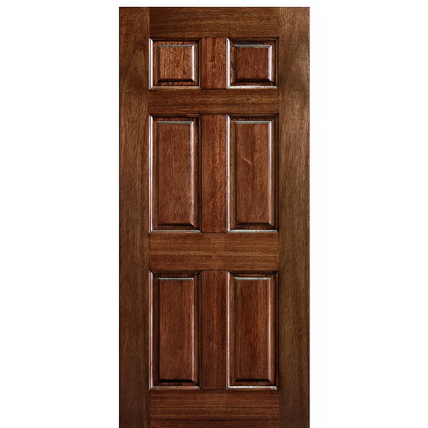 6 Panel NRM-1-68 | 80" Tall 6 Panel Solid Mahogany Wood Entry Door