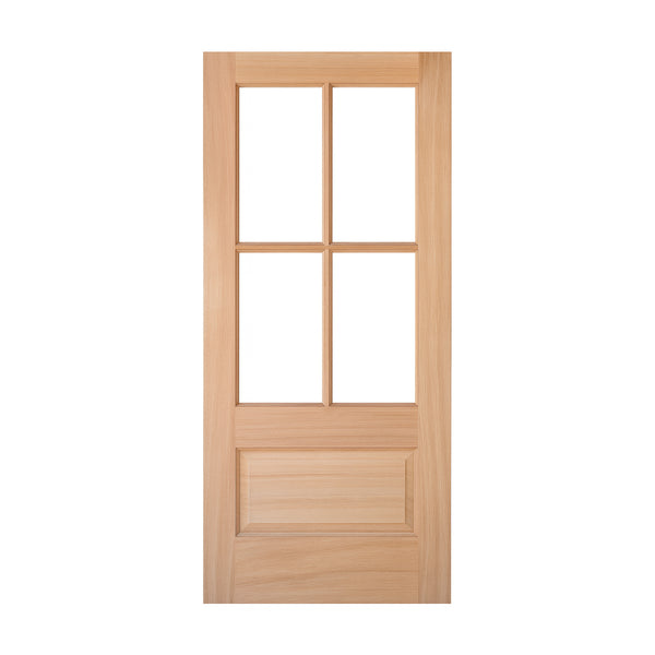 7221-68 | 80" Tall 4 Lite 1 Panel Mahogany TDL Door with Insulated, Beveled Glass