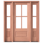 7221-1-2SL121 | 4-Lite 1-Panel Mahogany TDL Entry Door & 14" 2 Lite 1-Panel Sidelites (Insulated, Beveled Glass)