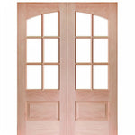 7231SP-68 | 80" Tall 6-Lite 1 Panel Mahogany TDL Double Entry Door with Arched and Insulated, Beveled Glass