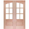 7231SP-68 | 80" Tall 6-Lite 1 Panel Mahogany TDL Double Entry Door with Arched and Insulated, Beveled Glass