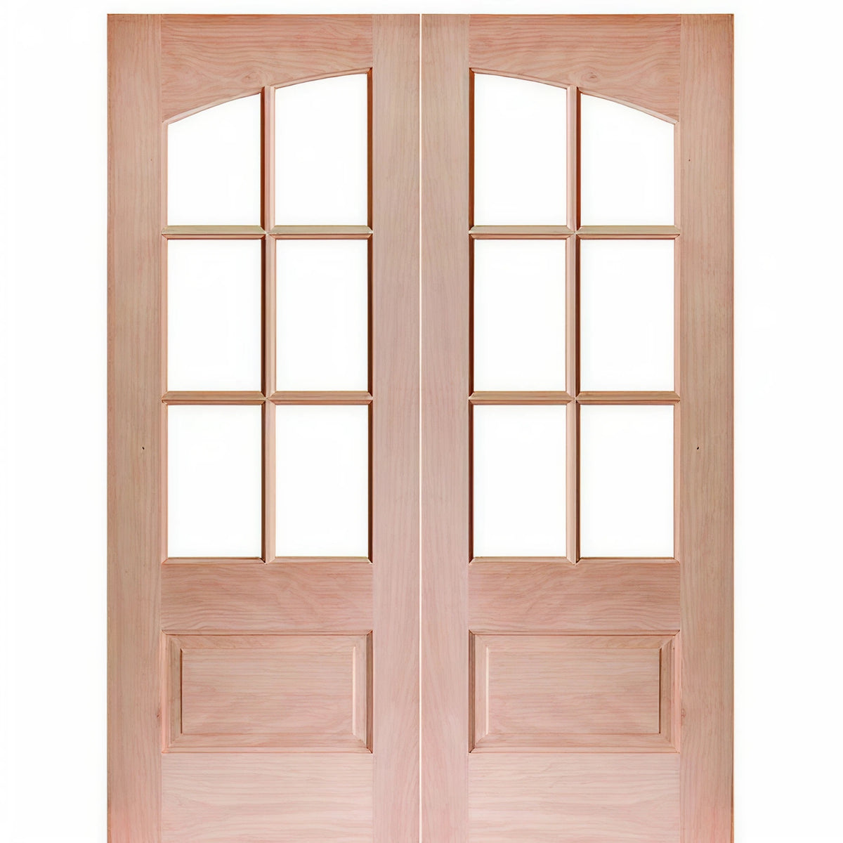 7231SP-68 | 80" Tall 6-Lite 1 Panel Mahogany TDL Double Entry Door with Arched and Insulated, Beveled Glass