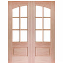7231SP-68 | 80" Tall 6-Lite 1 Panel Mahogany TDL Double Entry Door with Arched and Insulated, Beveled Glass