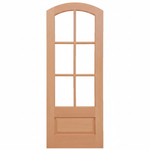 7231A | Prehung 6 Lite 1 Panel Arch Top Mahogany TDL Door with Insulated, Beveled Glass