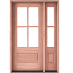 7221-1-1SL121 | 4-Lite 1-Panel Mahogany TDL Entry Door and a 14" 2-Lite Sidelite (Insulated, Beveled Glass)