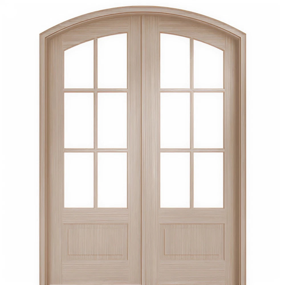 Rio Tiffany TDL 6LT 8/0 E-17  | Rio 96" Tall Arch Top 6-Lite TDL Mahogany Wood Double Doors