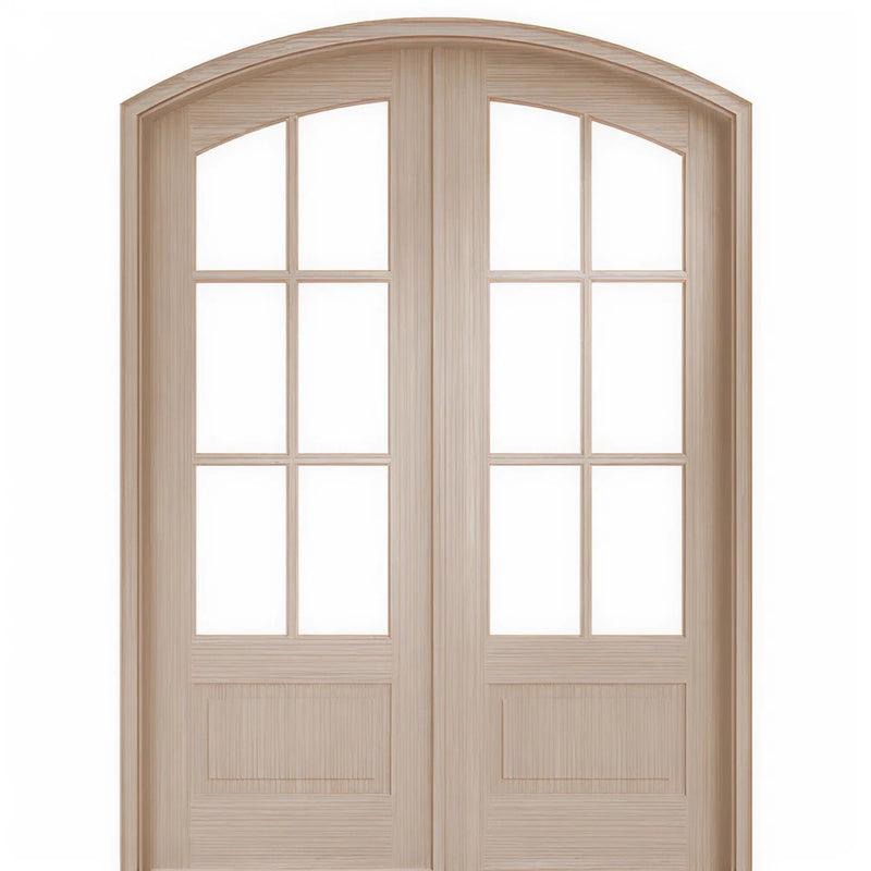 Rio Tiffany TDL 6LT 8/0 E-17  | Rio 96" Tall Arch Top 6-Lite TDL Mahogany Wood Double Doors