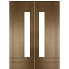 Santa Barbara 80-2 | Pair of 96" Tall Mahogany Modern Front Doors with Vertical Lites