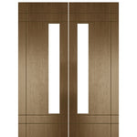 Santa Barbara 80-2 | Pair of 96" Tall Mahogany Modern Front Doors with Vertical Lites