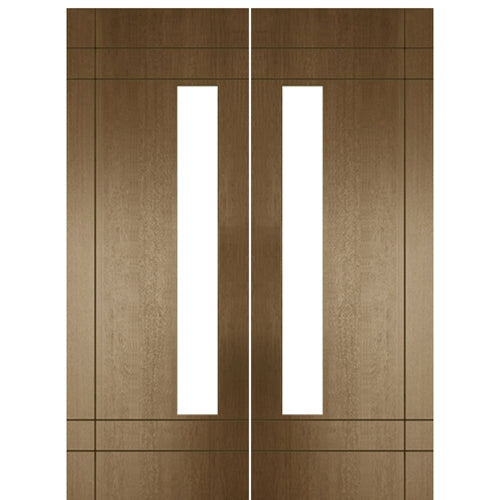 Santa Barbara 80-2 | Pair of 96" Tall Mahogany Modern Front Doors with Vertical Lites