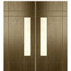 Santa Barbara 68-2 | Pair of 80" Tall Modern Mahogany Exterior Doors with Vertical Lites
