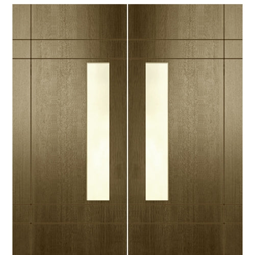 Santa Barbara 68-2 | Pair of 80" Tall Modern Mahogany Exterior Doors with Vertical Lites