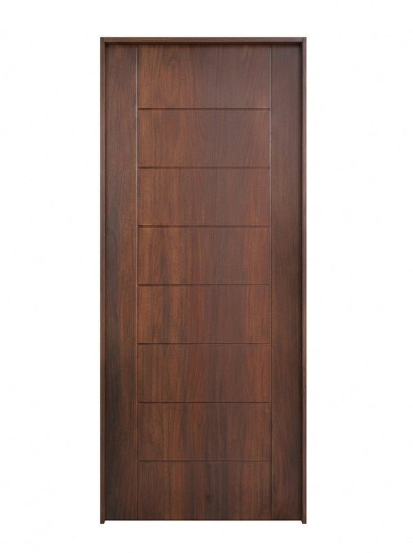 Brentwood FG | Flush Fiberglass Exterior Door with Modern Grooves Design, Mahogany Wood Grain Texture
