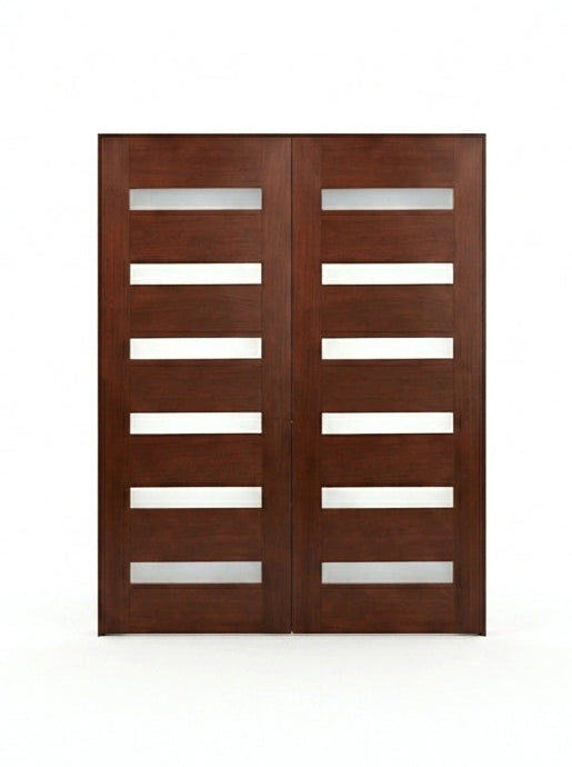Contemporary 6-Lite Horizontal-FG-8'0-2 | 96" Contemporary 6-Lite Horizontal Fiberglass Entry Double Door